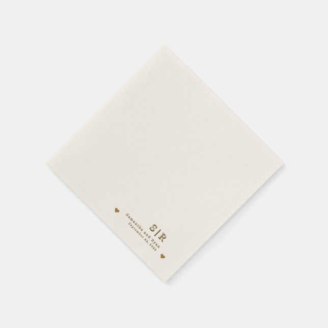 Guardanapo de papel minimalista bege com dourado (Canto)