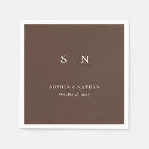 Guardanapo De Papel Minimalista e Chic Casamento Marrom e Creme