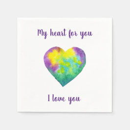 Guardanapo De Papel Minimalista eu te amo o coração do arco-íris