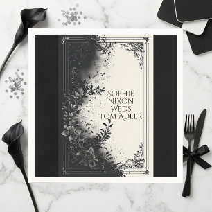 Guardanapo De Papel Minimalista Preto Branco Monocromático Flora Envel
