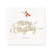 Mínimo de Natal Faux Gold Foil Holly Branch