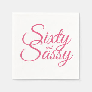 Guardanapo De Papel Mínimo de Rosa Quente e Sassy 60º Aniversário