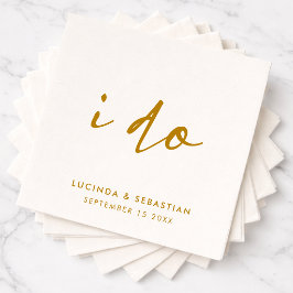 Guardanapo De Papel Mínimo Dourado e Branco no Dia do Casamento