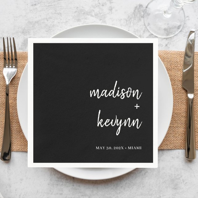 Guardanapo De Papel Mínimo e Chic | Black Wedkins Napkins (Criador carregado)