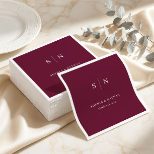 Guardanapo De Papel Mínimo e Chic Burgundy Casamento