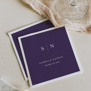 Guardanapo De Papel Mínimo e Chic Casamento Roxo Escuro
