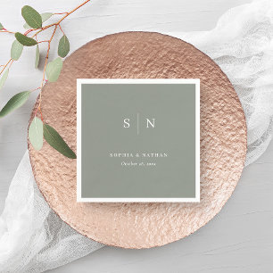 Guardanapo De Papel Mínimo e Chic Sage Green Wedding