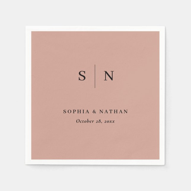 Guardanapo De Papel Mínimo e Chic | Terracotta e Casamento Negro (Frente)