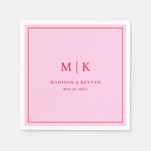 Guardanapo De Papel Mínimo e vermelho-chic rosa Wedding Napkins