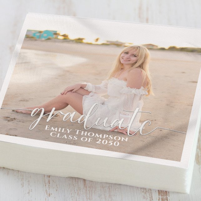 Guardanapo De Papel Mínimo Elegante de Foto de Graduação Simples (Criador carregado)