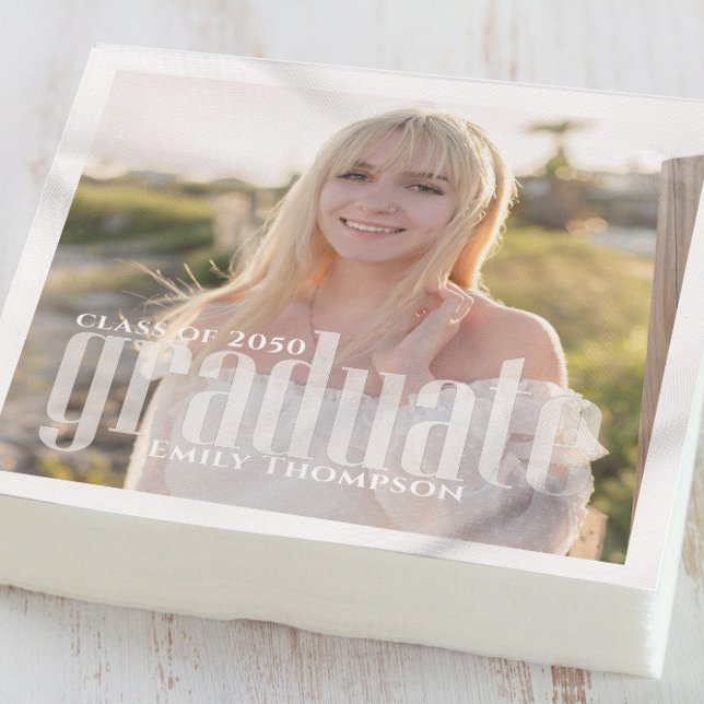 Guardanapo De Papel Mínimo Elegante Moderno de Foto de Graduação (Criador carregado)