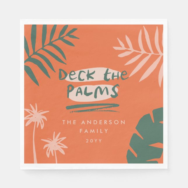 Guardanapo De Papel Mínimo moderno tropical de Natal (Frente)