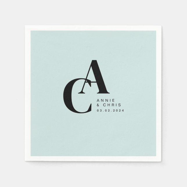 Guardanapo De Papel Mínimo, Monograma, Letra de Escrita Manual, Casame (Frente)