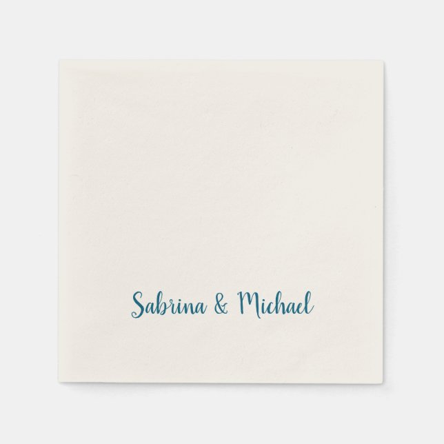 Guardanapo De Papel Mínimo profissional moderno, azul e Ecru (Frente)