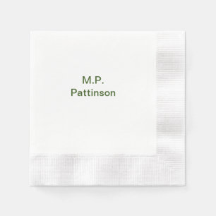 Guardanapo De Papel Mínimo simples de verde adicione o seu nome de tex
