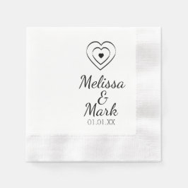 Guardanapo De Papel Mínimo Simples Triplo Corações Desenhados à Mão