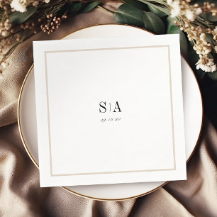 Guardanapo De Papel Mínimo sofisticado de quadro neutro em monogramas