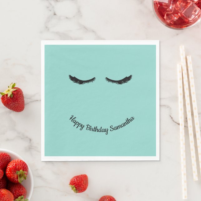 Guardanapo De Papel Mint Black Eyelashes Glam Birthday (Insitu)