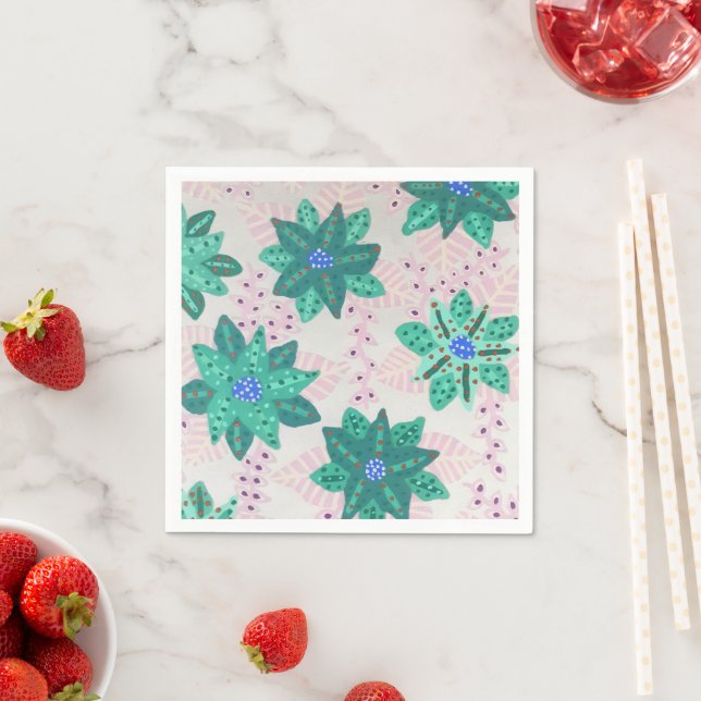 Guardanapo De Papel Mint Green Festivo Floral Impressão (Insitu)