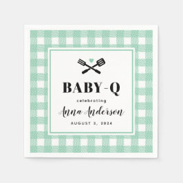 Guardanapo De Papel Mint Green Gingham Xadrez Baby Q
