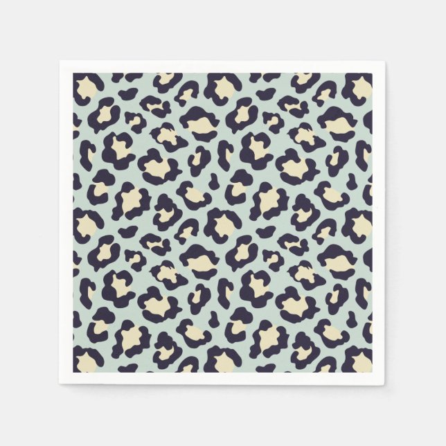 Guardanapo De Papel Mint green lepard print (Frente)