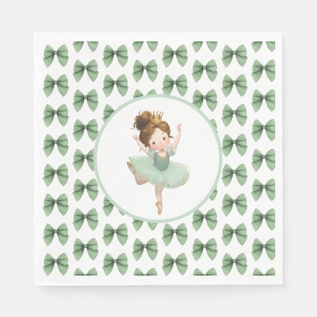 Guardanapo De Papel Mint Green Little Princess Ball Paper Napkin (Frente)