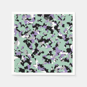 Guardanapo De Papel Mint Green & Purple Camouflage Camo Party - Impres