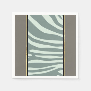 Guardanapo De Papel Mint verde, creme e impressão em zebra preta