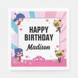 Guardanapo De Papel Miraculosa Ladybug Cat Noir Chibi Aniversário
