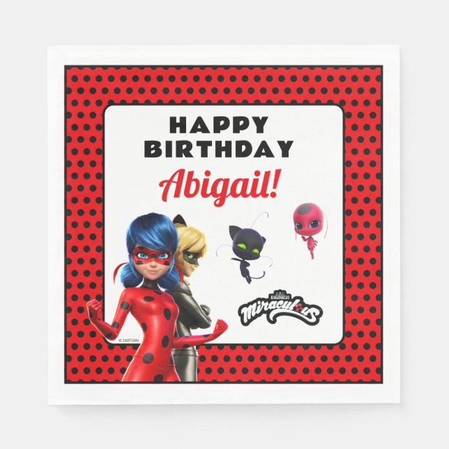 Guardanapo De Papel Miraculoso Ladybug e Cat Noir Aniversário (Frente)