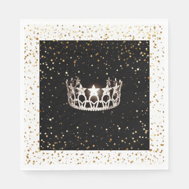 Guardanapo De Papel Miss USA Silver Crown Dourada Stars Papel Napkin (Frente)