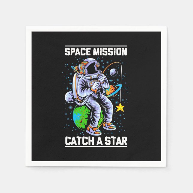 Guardanapo De Papel Missão Espacial Astronauta Capta Uma Estrela (Frente)