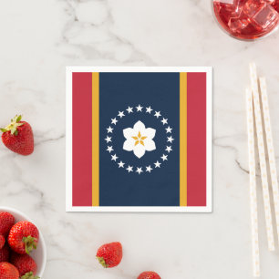 Guardanapo De Papel Mississipi: Bandeira do Estado dos EUA na Magnolia