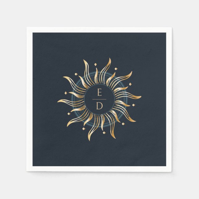 Guardanapo De Papel Mística do Ouro do Sol Celestial (Frente)