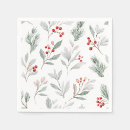 Guardanapo De Papel Mistletoe and Holly Berries Pattern