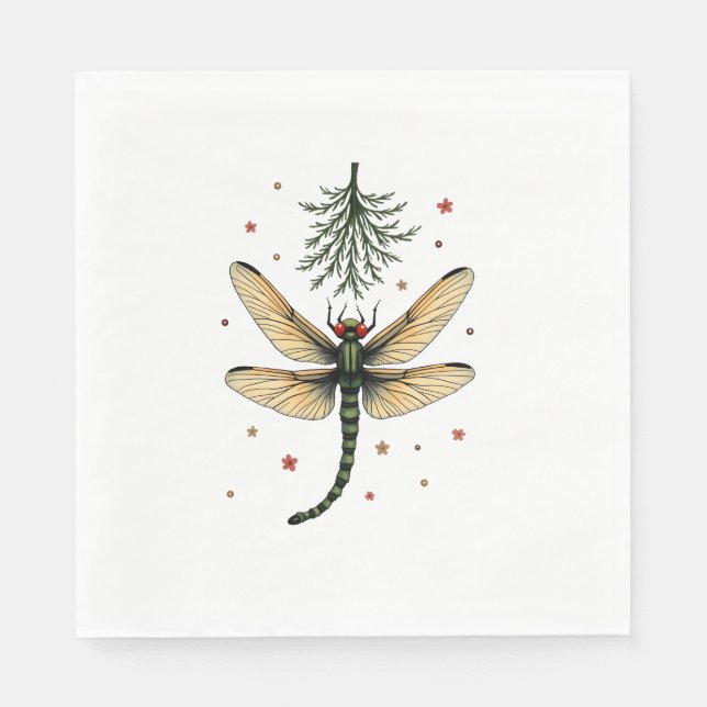 Guardanapo De Papel Mistletoe Kiss Dragonfly (Frente)