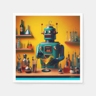 Guardanapo De Papel Mixologista de Robô Retro-Futurístico ROBIA 12J2