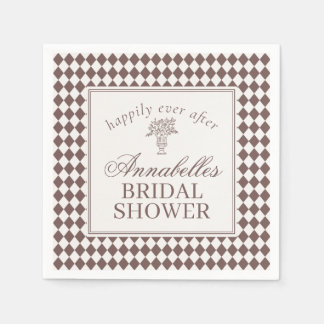 Guardanapo De Papel Mocha Brown Harlequin Checkered Bridal Shower