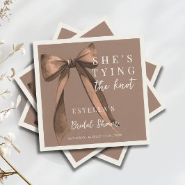 Guardanapo De Papel Mocha Brown She's Tying The Knot Bow Bridal Shower