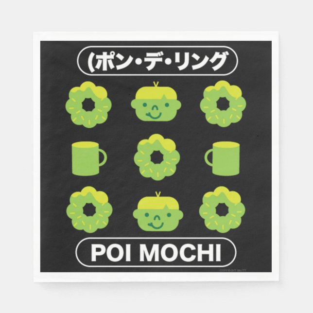 Guardanapo De Papel Mochi Rosquinha Poi Mochi E Café (Frente)