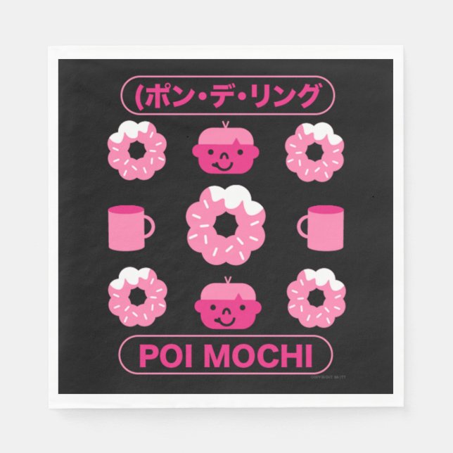 Guardanapo De Papel Mochi Rosquinha Poi Mochi E Café (Frente)