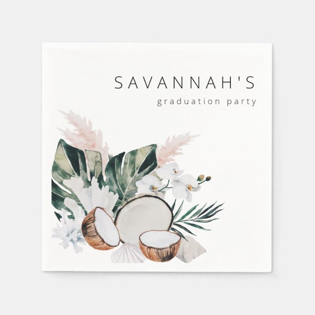 Guardanapo De Papel MOD Cocnut Coral & White Floral Party (Frente)