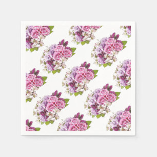Guardanapo De Papel Modelo de Buquê de Rosas Cor-de-Rosa em Aquarela F