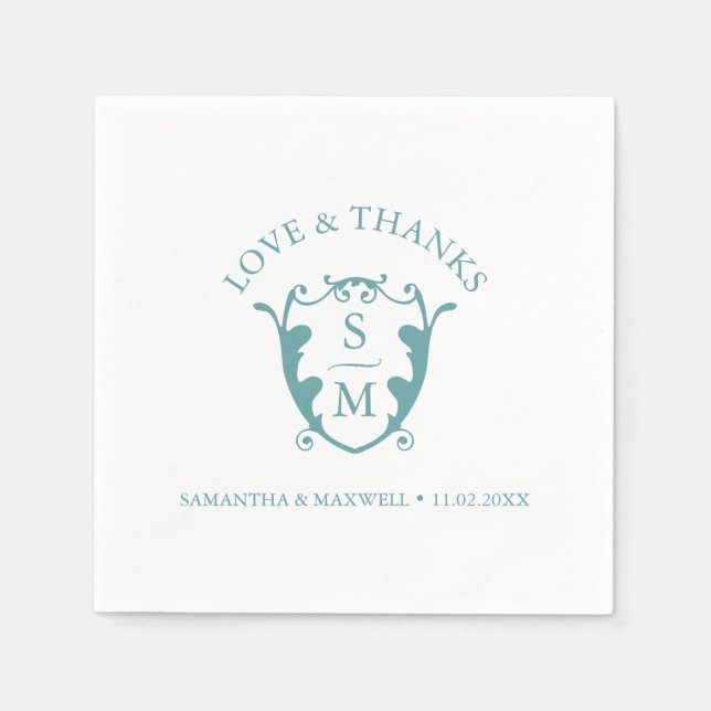 Guardanapo De Papel Modelo de Casamento Napkins Crest Personalizado Mo (Frente)