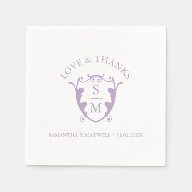 Guardanapo De Papel Modelo de Casamento Napkins Crest Personalizado Mo (Frente)