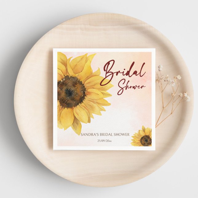 Guardanapo De Papel modelo de chá de noiva de verão outono girassol (Sunflower summer fall bridal shower template napkins personalized tableware decor)
