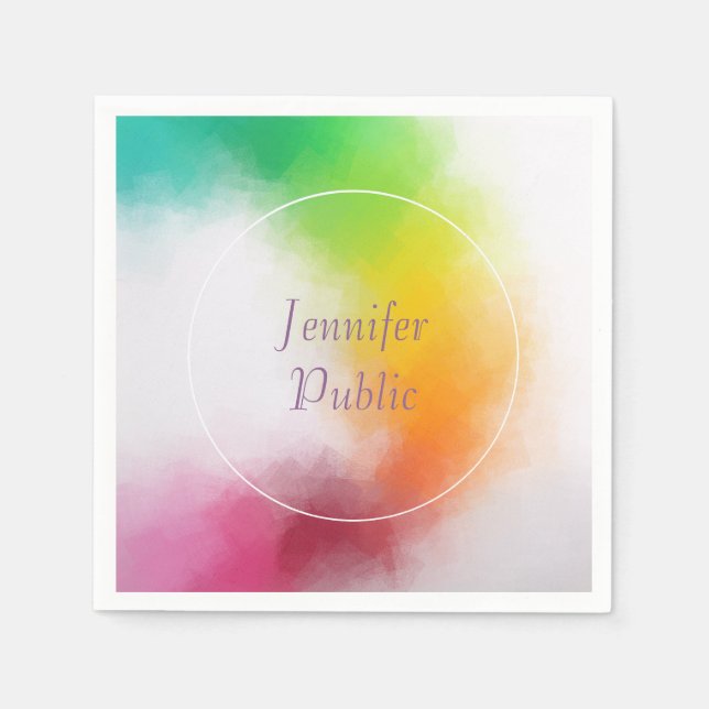 Guardanapo De Papel Modelo de cores brilhantes Script manuscrito moder (Frente)