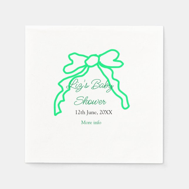 Guardanapo De Papel Modelo de data de adição de nome do chá de fraldas (Frente)