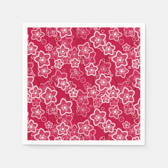 Guardanapo De Papel modelo de moda rústica floral vermelha (Frente)