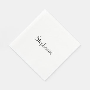 Guardanapo De Papel Modelo de Monograma de Nome Preto Branco Personali
